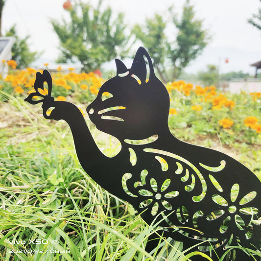 Metal Cat Garden Sculpture